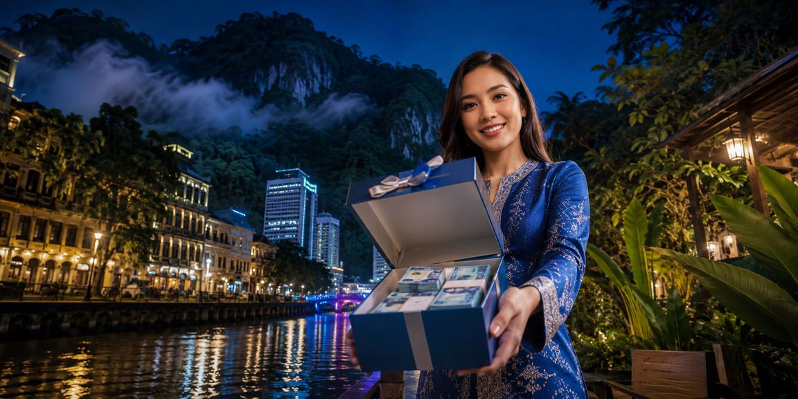 Pengguna wanita Malaysia menggunakan aplikasi 81700 untuk pertaruhan bola sepak di Ipoh